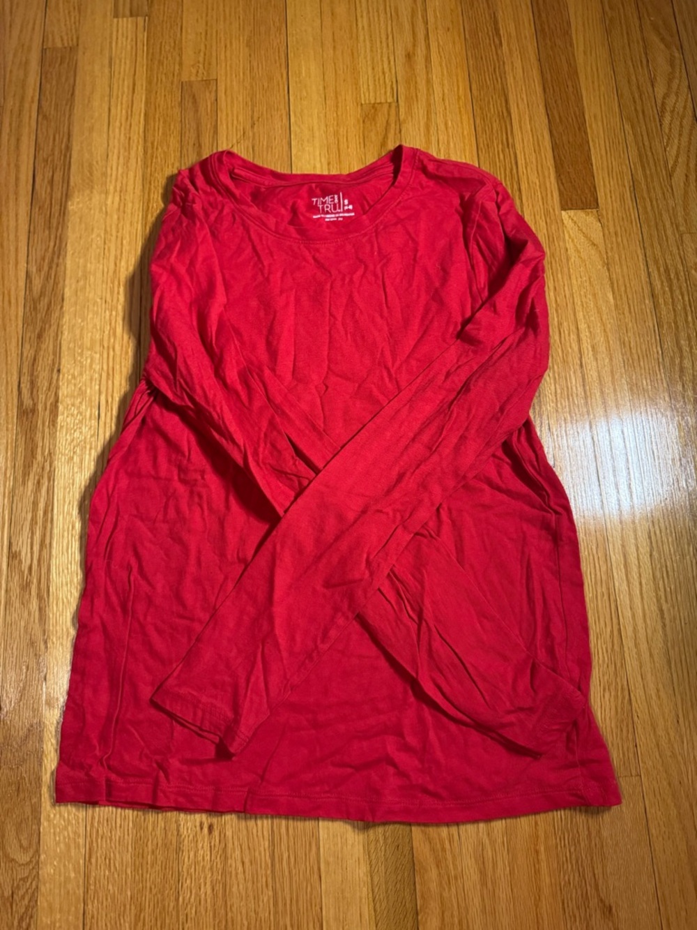 Time and Tru Red Long Sleeve Shirt Small Lightweight Top